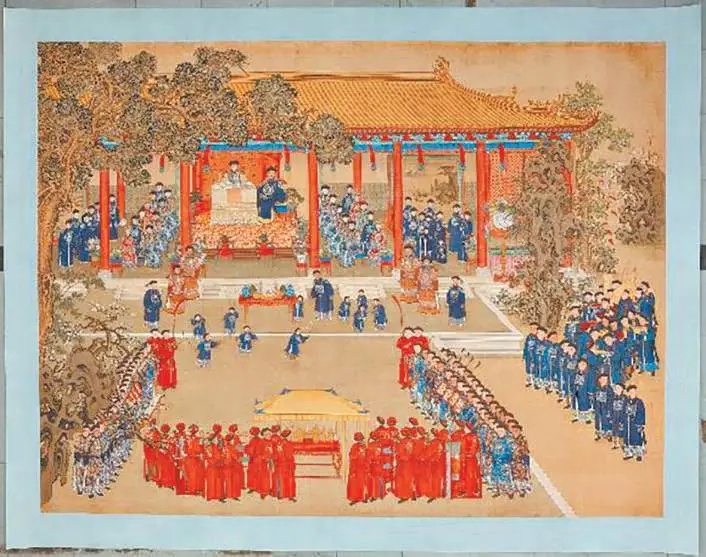 高光谱--“崇庆皇太后八旬万寿图贴落”修后照